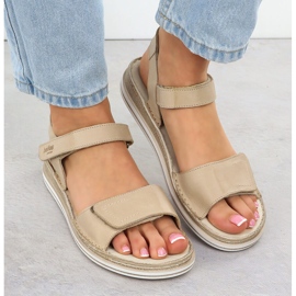 Sandalias de cuero para mujeres para beige helios 155 6