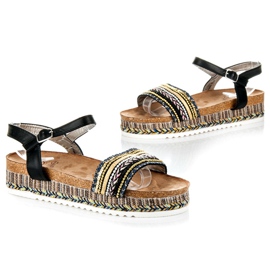 Kylie Sandalias planas con estampado negro 1