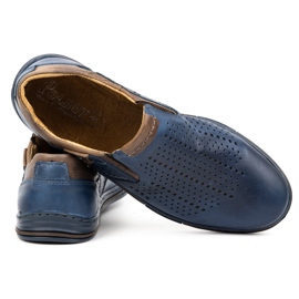 Polbut Zapatos hombre verano piel 401L azul marino con marrón 4 Polbut Zapatos hombre verano piel 401L azul marino con marrón 4