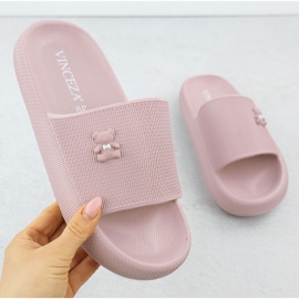 Chanclas de espuma para la playa de la piscina con osito de peluche rosa Vinceza 75210 1