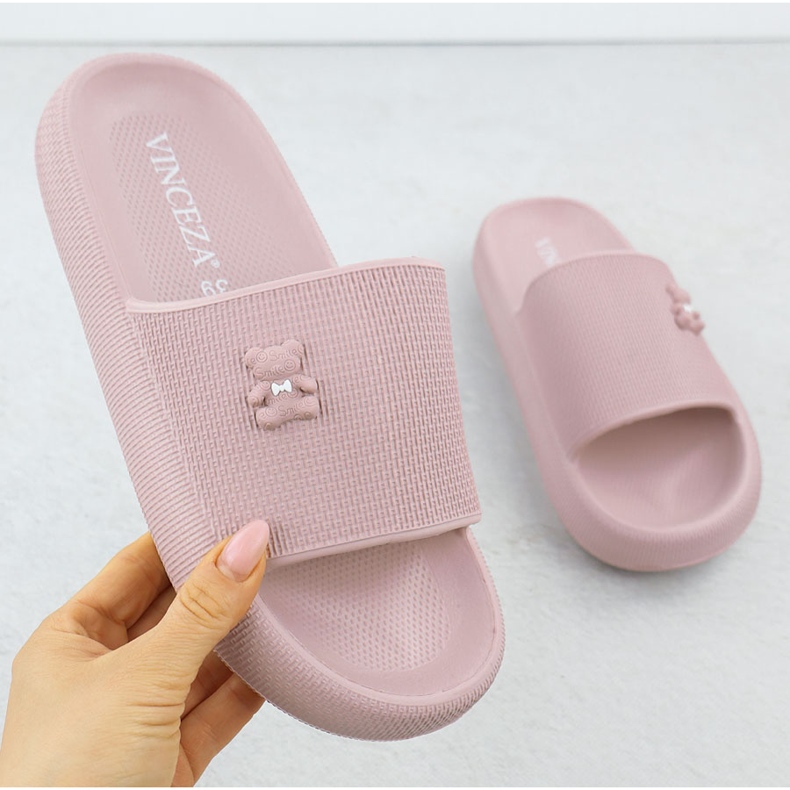 Chanclas de espuma para la playa de la piscina con osito de peluche rosa Vinceza 75210 1
