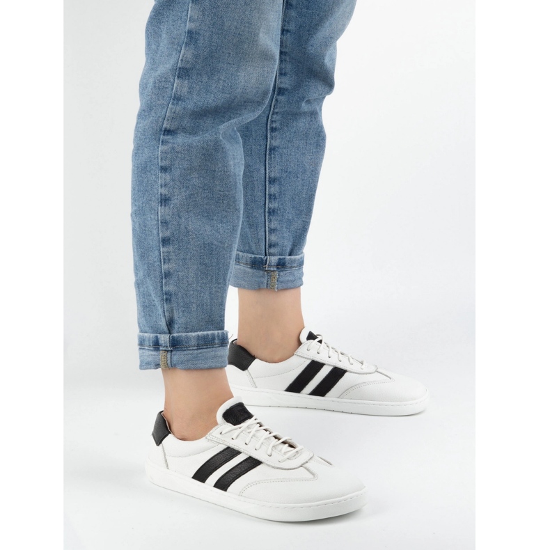 Zapatos de cuero para mujeres Joker Blackorwhite White - zapatillas minimalistas Olivier blanco 1