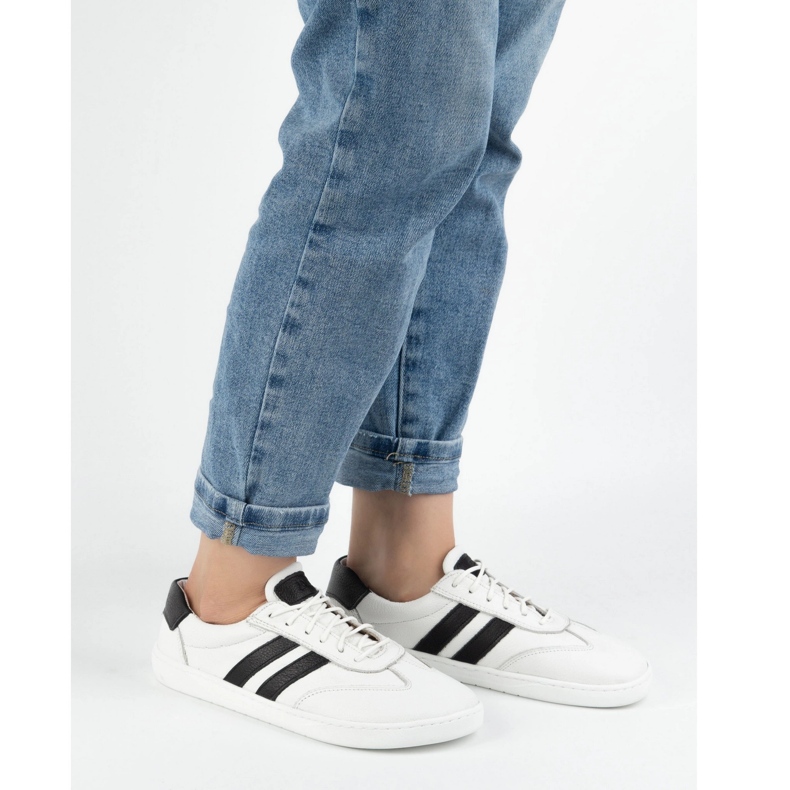 Zapatos de cuero para mujeres Joker Blackorwhite White - zapatillas minimalistas Olivier blanco 2