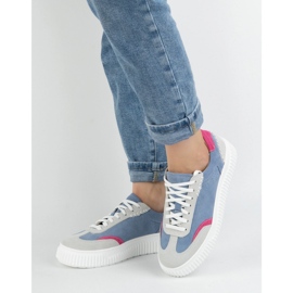 Olivier Zapatillas de deporte de cuero para mujeres en la plataforma N1202S4 azul 1
