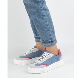 Olivier Zapatillas de deporte de cuero para mujeres en la plataforma N1202S4 azul 9