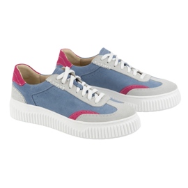 Olivier Zapatillas de deporte de cuero para mujeres en la plataforma N1202S4 azul 4
