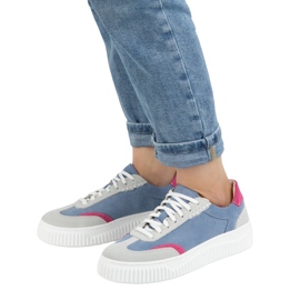 Olivier Zapatillas de deporte de cuero para mujeres en la plataforma N1202S4 azul 7