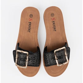 Seastar Chanclas negras decoradas con una abrazadera dorada negro 4