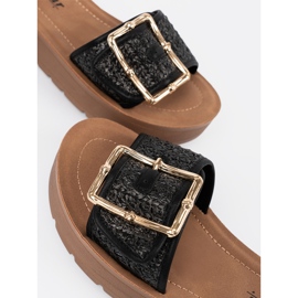Seastar Chanclas negras decoradas con una abrazadera dorada negro 3