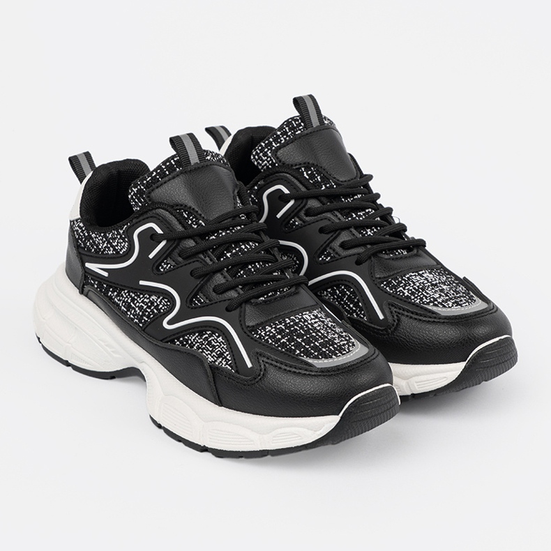 Shelvt Zapatillas negras para mujeres con inserciones decorativas negro 1