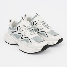 Shelvt Zapatillas blancas y verdes con inserciones decorativas blanco 2