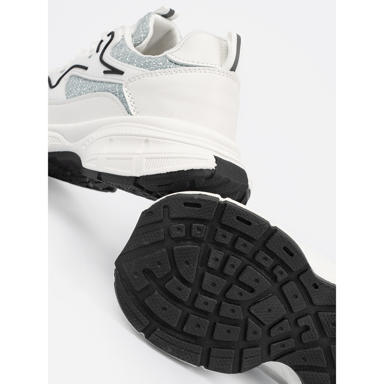 Shelvt Zapatillas blancas y verdes con inserciones decorativas blanco 1