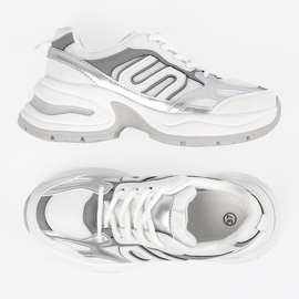 Zapatillas de deporte para mujeres blancas con insertos de plata blanco 4