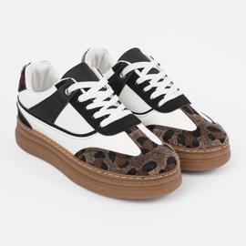 Zapatillas de deporte en blanco y negro con insertos de estampado de leopardo 2