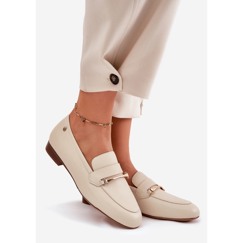 Zapatos de cuero para mujeres maciejka k6809-04 beige 1
