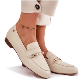 Zapatos de cuero para mujeres maciejka k6809-04 beige 8