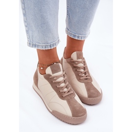 Laura Messi 2935 zapatos deportivos de cuero para mujeres beige 5