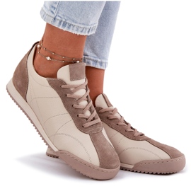 Laura Messi 2935 zapatos deportivos de cuero para mujeres beige 9