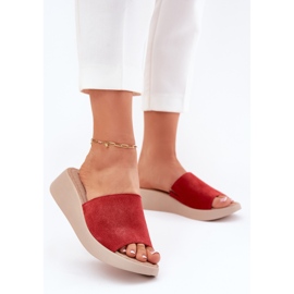 Flip fallas de gamuza para mujeres en la cuña Panto Fino RR267040 rojo 2