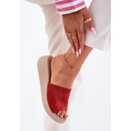 Flip fallas de gamuza para mujeres en la cuña Panto Fino RR267040 rojo 3