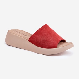 Flip fallas de gamuza para mujeres en la cuña Panto Fino RR267040 rojo 4