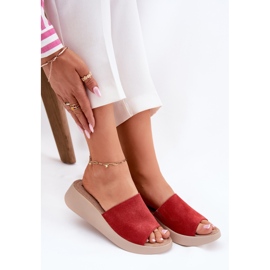 Flip fallas de gamuza para mujeres en la cuña Panto Fino RR267040 rojo 5