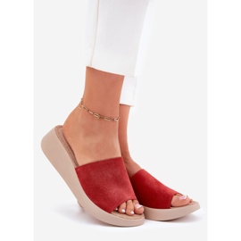 Flip fallas de gamuza para mujeres en la cuña Panto Fino RR267040 rojo 1