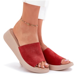 Flip fallas de gamuza para mujeres en la cuña Panto Fino RR267040 rojo 7