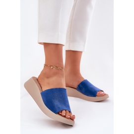 Flip fallas de gamuza para mujeres en el Panto Fino RR267041 Wedge Blue azul 2 Flip fallas de gamuza para mujeres en el Panto Fino RR267041 Wedge Blue azul 2