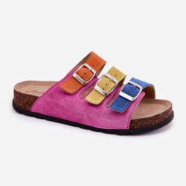 Flip de gamuza para mujeres con panto fino rr267033 fucsia hebillas rosado 4