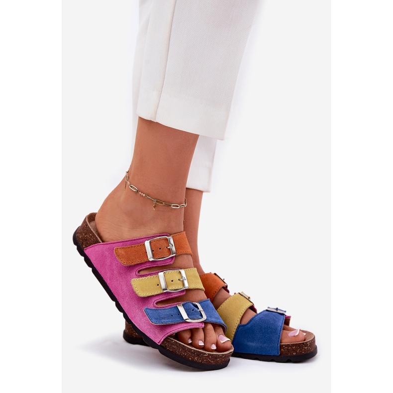 Flip de gamuza para mujeres con panto fino rr267033 fucsia hebillas rosa 1