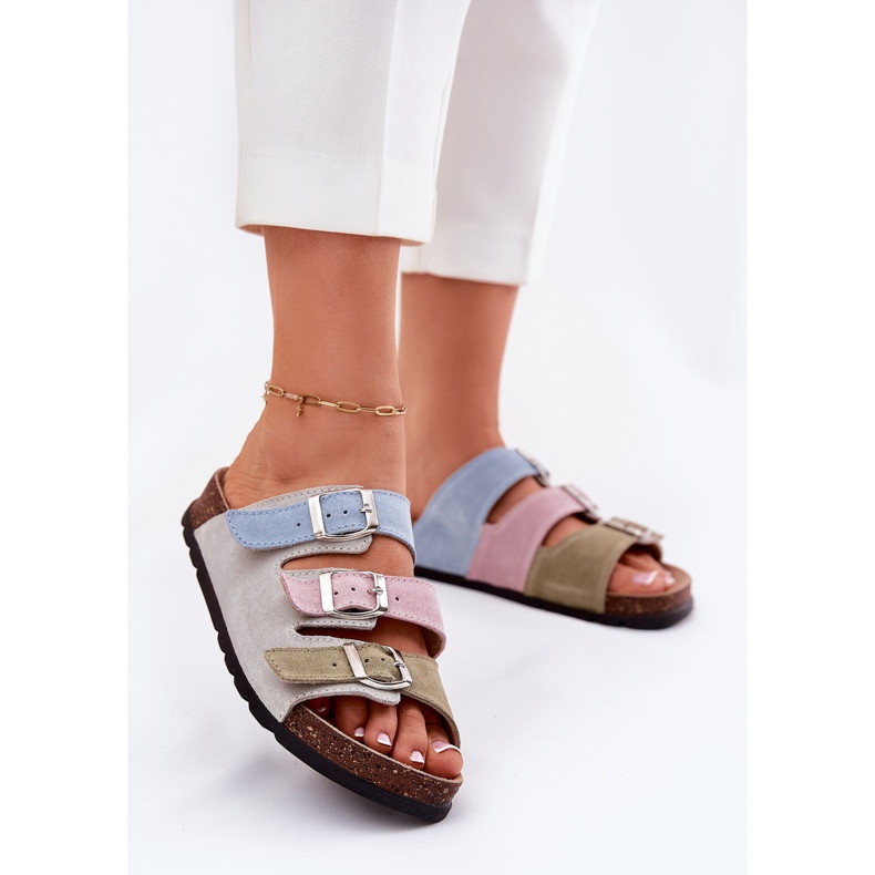 Flip folladas de gamuza para mujeres con panto fino rr267034 hebillas azules 1