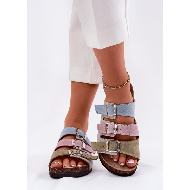 Flip folladas de gamuza para mujeres con panto fino rr267034 hebillas azules 2