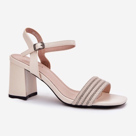 Sandalias de mujeres en el poste con circones y Vinceza 62228 Negro beige 4