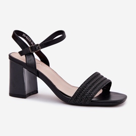 Sandalias de mujeres en el puesto con circones y Vinceza 62228 Braid Black negro 4