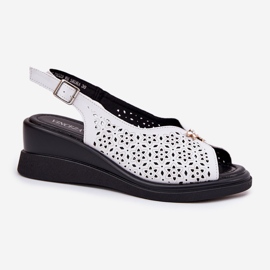 Sandalias para mujeres de cuero en la cuña Vinceza 79529 blanco 4