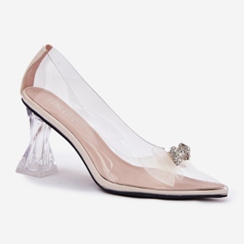 Bombas transparentes con un arco beige Vinceza 62213 4