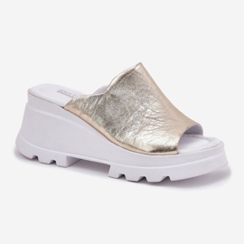 Cuñas de cuero en el artiker 56C0435 PLN dorado 4