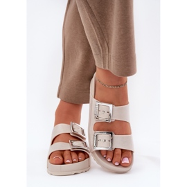 Chanclas fragantes para mujeres con hebillas y brillo Zaxy RR285056 beige 3