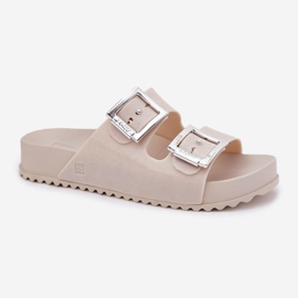 Chanclas fragantes para mujeres con hebillas y brillo Zaxy RR285056 beige 4