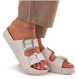 Chanclas fragantes para mujeres con hebillas y brillo Zaxy RR285056 beige 9
