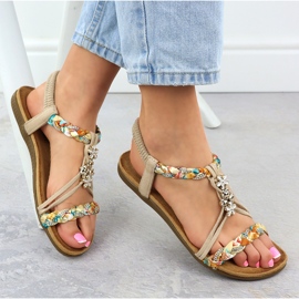 EVento Las sandalias femeninas resbalaron beige Evalo 8309 4