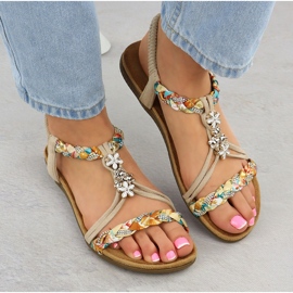 EVento Las sandalias femeninas resbalaron beige Evalo 8309 6