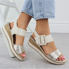 Sandalias de cuero cómodas para velcro, remonte D6453-61 velcro blanco 4
