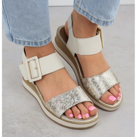 Sandalias de cuero cómodas para velcro, remonte D6453-61 velcro blanco 6