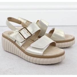 Filippo 7040 Sandalias de cuero para mujeres de cuero dorado 2