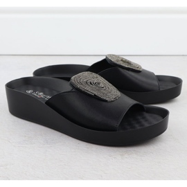 S.Barski Cuñas de cuero para mujeres con chaquetas con circones de circones S. Barski KV51-028 negro 2
