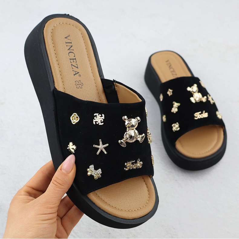 Godas de cuero para mujeres con decoraciones negras Vinceza 66741 negro 1