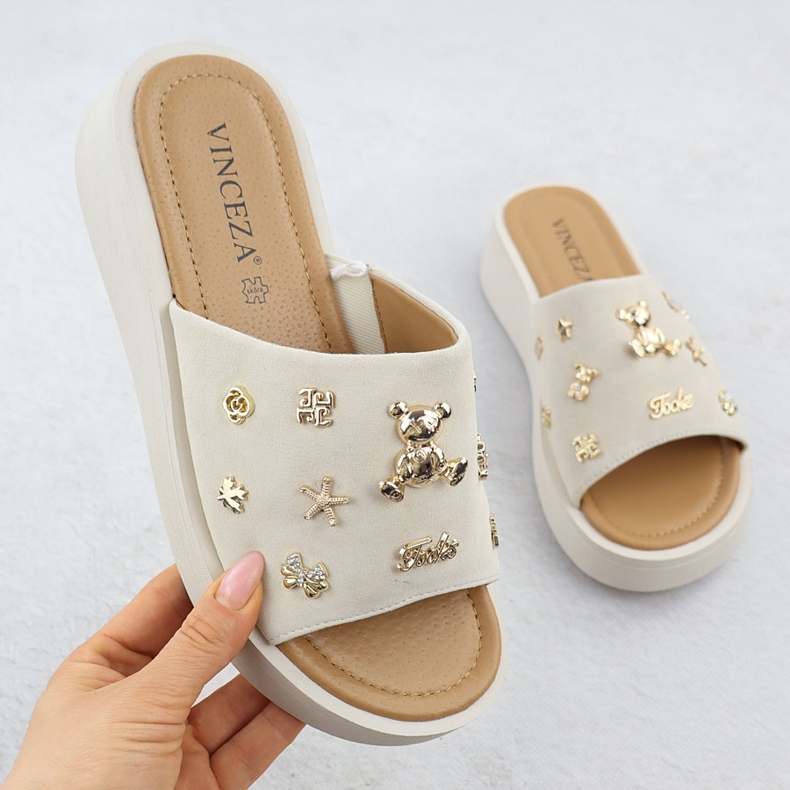 Godas de cuero para mujeres con beige Vinceza 66741 1