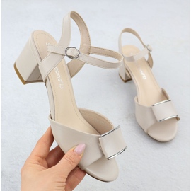 Sandalias femeninas en el poste elegante Sergio Leone Sk806 beige 1